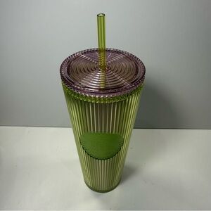 Starbucks 2025 Neon Transparent Tumbler Striped Venti Tumbler with Straw
